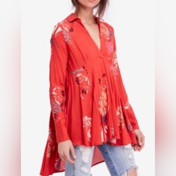 Free People Tops - Free People Field of Butterflies Tunic Dress Or Top Size Medium